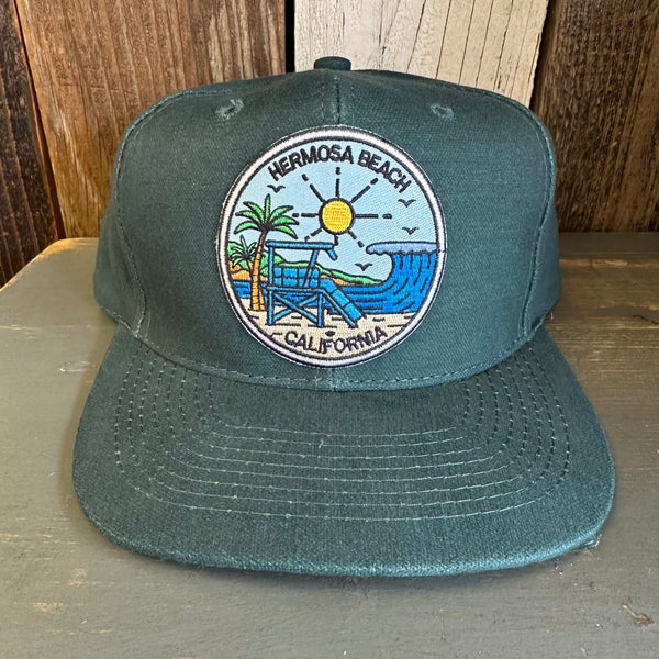 Hermosa Beach SHOREFRONT - 6 Panel Mid Profile Baseball Cap - Dark Green
