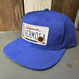 Hermosa Beach CALIFORNIA LICENSE PLATE 6 Panel Mid Profile Baseball Cap - Royal Blue