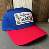 Hermosa Beach CALIFORNIA LICENSE PLATE 5 Panel Mid Profile Cap - Navy/Red
