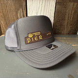 Hermosa Beach PIER AVE High Crown Trucker Hat - Charcoal (Curved Brim)