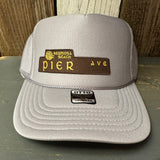 Hermosa Beach PIER AVE High Crown Trucker Hat - Grey (Curved Brim)