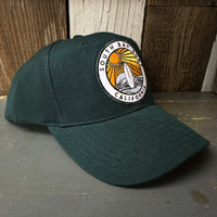SOUTH BAY SURF (Multi Colored Patch) 6 Panel Mid Profile Baseball Cap - Dark Green