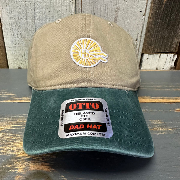 Hermosa Beach CLASSIC MINI LOGO Low Profile Dad Hat - Dark Green/Khaki