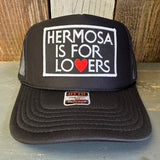 Hermosa Beach HERMOSA IS FOR LOVERS High Crown Trucker Hat - Black (Curved Brim)