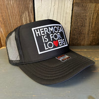 Hermosa Beach HERMOSA IS FOR LOVERS High Crown Trucker Hat - Black (Curved Brim)