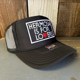 Hermosa Beach HERMOSA IS FOR LOVERS High Crown Trucker Hat - Black (Curved Brim)