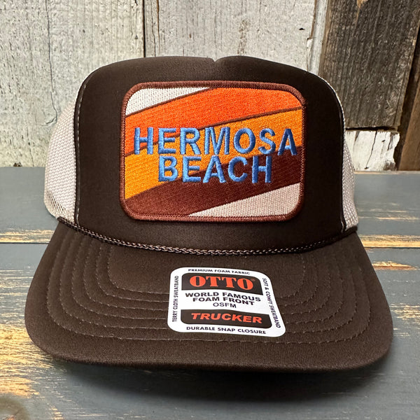 Hermosa Beach GOLF CART & YOGA PANTS High Crown Trucker Hat - Khaki/Brown