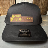 Hermosa Beach PIER AVE - 5 Panel Mid Profile Mesh Back Trucker Hat - Black