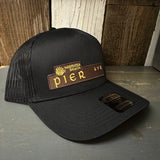 Hermosa Beach PIER AVE - 5 Panel Mid Profile Mesh Back Trucker Hat - Black