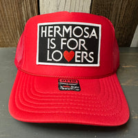 Hermosa Beach HERMOSA IS FOR LOVERS High Crown Trucker Hat - Red