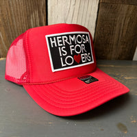 Hermosa Beach HERMOSA IS FOR LOVERS High Crown Trucker Hat - Red
