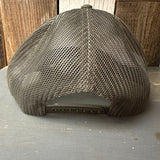 Hermosa Beach OBLIGATORY SUNSET 6 Panel Low Profile Trucker Hat - Camo/Olive Green Mesh
