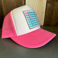 Hermosa Beach OCEAN DRIVE High Crown 5 Panel Trucker Cap, Foam/Mesh - Neon Pink/White