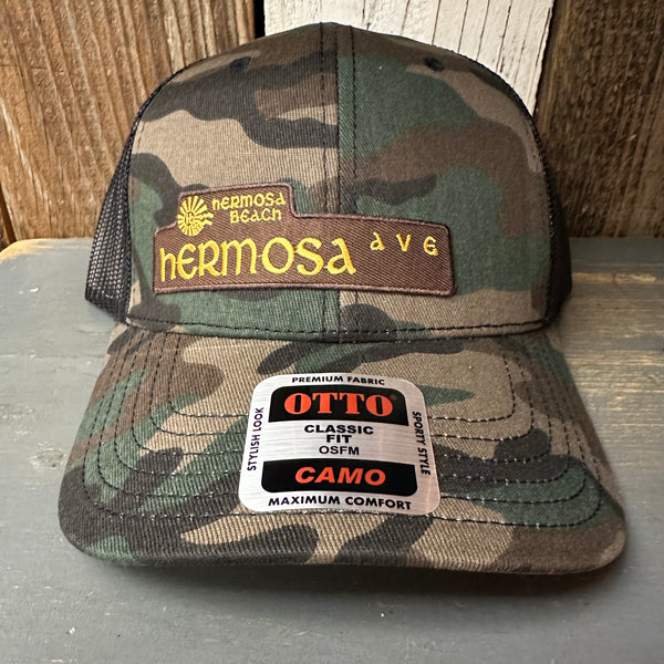 Hermosa Beach HERMOSA AVE 6 Panel Low Profile Trucker Hat - Camo/Black