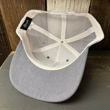 Hermosa Beach CALIFORNIA LICENSE PLATE 6 Panel Trucker Hat - Grey/White