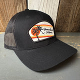 Hermosa Beach RETRO SUNSET - 6 Panel Trucker Hat - Black