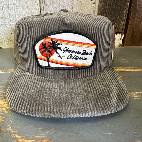 Hermosa Beach RETRO SUNSET Vintage Corduroy Hat - Olive Green
