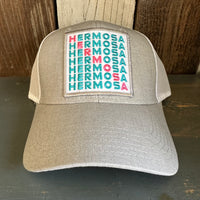Hermosa Beach OCEAN DRIVE 6 Panel Low Profile Mesh Back Trucker Hat - Heather Grey/White