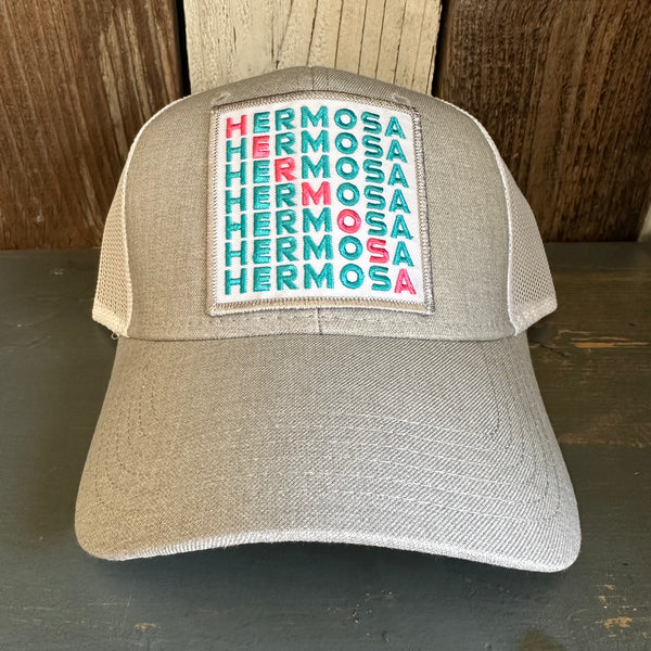 Hermosa Beach OCEAN DRIVE 6 Panel Low Profile Mesh Back Trucker Hat - Heather Grey/White
