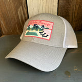 PALM SPRINGS, California 6 Panel Low Profile Mesh Back Trucker Hat - Heather Grey/White