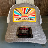 Hermosa Beach MUY HERMOSA 6 Panel Low Profile Mesh Back Trucker Hat - Charcoal Grey/White