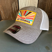 Hermosa Beach MUY HERMOSA 6 Panel Low Profile Mesh Back Trucker Hat - Charcoal Grey/White