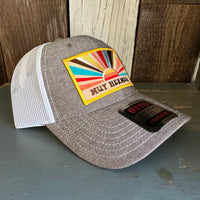Hermosa Beach MUY HERMOSA 6 Panel Low Profile Mesh Back Trucker Hat - Charcoal Grey/White