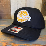 Hermosa Beach CLASSIC LOGO 5 Panel Mid Profile Baseball Cap - Black