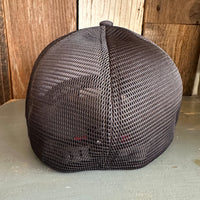 Hermosa Beach OBLIGATORY SUNSET :: "OTTO FLEX" 6 Panel Low Profile Mesh Back Trucker Hat - Midnight Camo