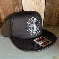 SOUTH BAY SURF (Navy Colored Patch) Trucker Hat - Black (Flat Brim)