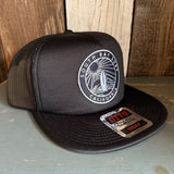 SOUTH BAY SURF (Navy Colored Patch) Trucker Hat - Black (Flat Brim)