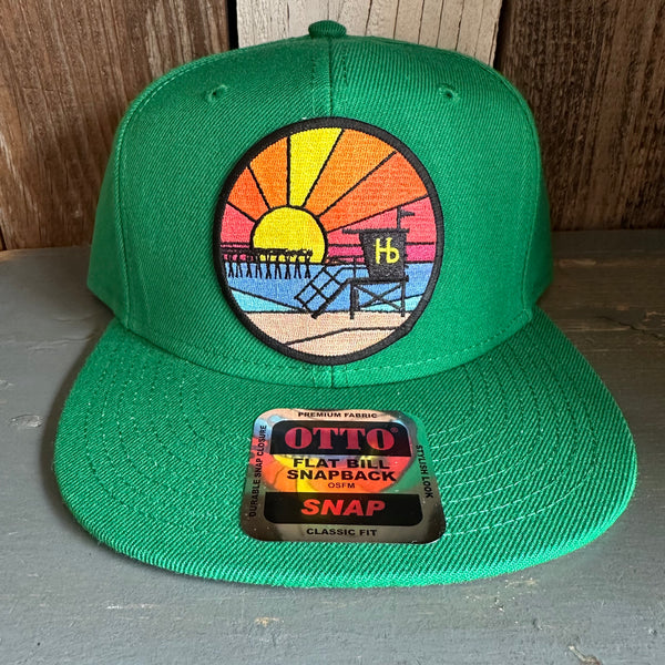 Hermosa Beach OBLIGATORY SUNSET :: 6-Panel Mid Profile Snapback Hat - Kelly Green