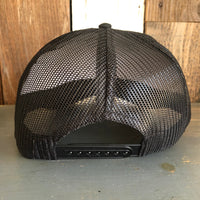 Hermosa Beach PIER AVE - 5 Panel Mid Profile Mesh Back Trucker Hat - Black