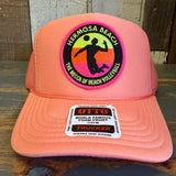 Hermosa Beach THE MECCA OF BEACH VOLLEYBALL Trucker Hat - Coral
