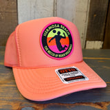Hermosa Beach THE MECCA OF BEACH VOLLEYBALL Trucker Hat - Coral