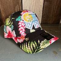Hermosa Beach LIFEGUARD TOWER Hawaiian Pattern 6 Panel Low Profile Baseball Cap - A ‘o ia (Curved Brim)