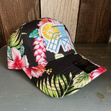 Hermosa Beach LIFEGUARD TOWER Hawaiian Pattern 6 Panel Low Profile Baseball Cap - A ‘o ia (Curved Brim)