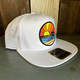 Hermosa Beach OBLIGATORY SUNSET 6 Panel Mid Profile Snapback Hat - White