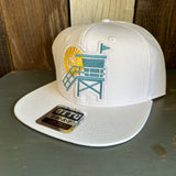 Hermosa Beach LIFEGUARD TOWER 6 Panel Mid Profile Snapback Hat - White