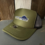 MANHATTAN BEACH PIER & ROUNDHOUSE High Crown Trucker Hat - Olive/Black (Curved Brim)