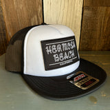 Hermosa Beach ROPER Trucker Hat - Black/White (Flat Brim)