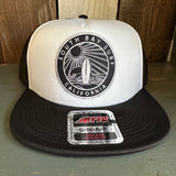 SOUTH BAY SURF (Navy Colored Patch) Trucker Hat - Black/White (Flat Brim)