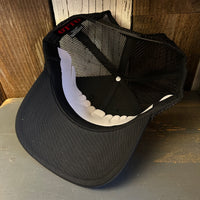 Hermosa Beach AS REAL AS THE STREETS 5 Panel Mid Profile Mesh Back Trucker Hat - Black