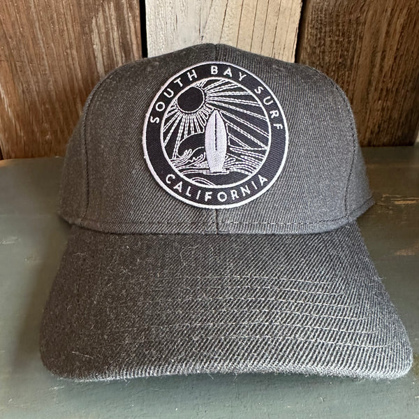 SOUTH BAY SURF (Dark Patch) Premium 6-Panel Low Profile Snapback Hat - Heathered Black