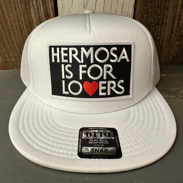 Hermosa Beach HERMOSA IS FOR LOVERS Trucker Hat - White (Flat Brim)