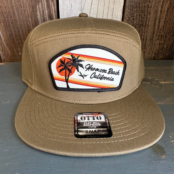 Hermosa Beach SUNSET RETRO 7 Panel Snapback Hat - Coyote Brown