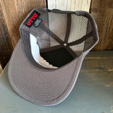 Hermosa Beach SURF HERMOSA :: OPEN DAILY 7 Panel Mid Profile Trucker Snapback Hat - Charcoal Grey
