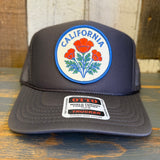 CALIFORNIA POPPY High Crown Trucker Hat - Charcoal Grey