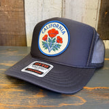 CALIFORNIA POPPY High Crown Trucker Hat - Charcoal Grey