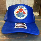 CALIFORNIA POPPY High Crown Trucker Hat - Royal Blue